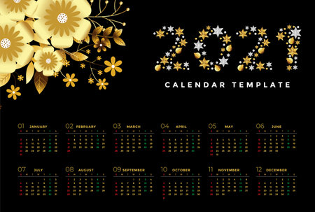 Calendar 2021 Professional design templateのイラスト素材
