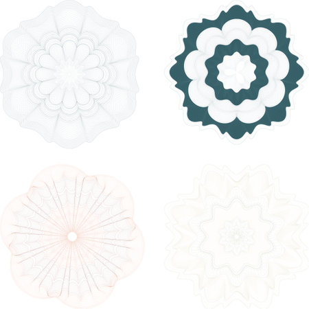 Decorative circle illustration frames for design with floral ornaments. Templates for printing postcards, invitations, books, for textiles, engraving, wooden furniture, forging etc.のイラスト素材
