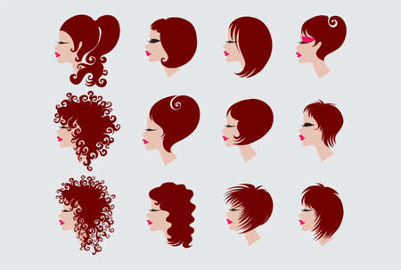 Beauty saloon, face makeup cosmetics art vector advertising banner or promo poster template. Hand drawn woman face makeup. Perfect model look. Red shiny lips. Beautiful make up fashion illustration.のイラスト素材