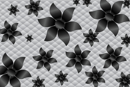 Black Flower Background Vector illustration Template. Can be used or different printing works.のイラスト素材