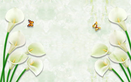 Spring background with flowers and butterfly wall paper 3d living room bedroom TV 3D wallpaper home decoration mural wallpaper for wallsの写真素材