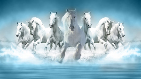 White horses iceberg in polar regions for 3d living room bedroom TV 3D wallpaper home decoration mural wallpaper for wallsの写真素材