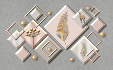 A set of frames on the wall with abstract background for 3d living room bedroom TV 3D wallpaper home decoration mural wallpaper for wallsの写真素材