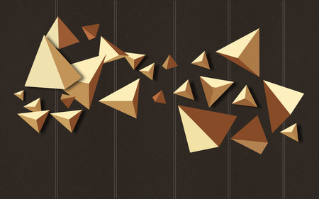 Golden triangles with black background for 3d living room bedroom TV 3D wallpaper home decoration mural wallpaper for wallsの写真素材
