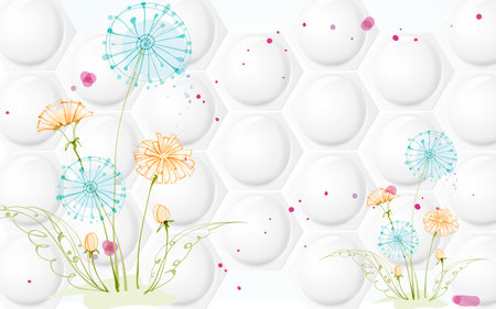 Flowers plants with eggs background for 3d living room bedroom TV 3D wallpaper home decoration mural wallpaper for wallsの写真素材