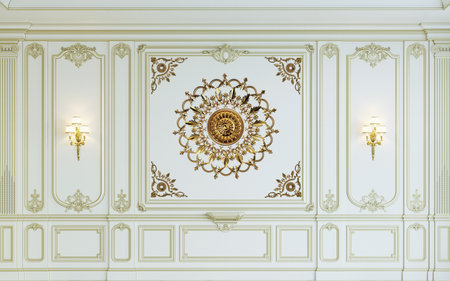 Golden Design with Luxurious Doorway for 3d living room bedroom TV 3D wallpaper home decoration mural wallpaper for wallsの写真素材