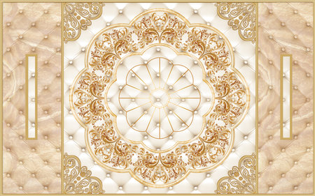 Golden vintage background with ornament for 3d living room bedroom TV 3D wallpaper home decoration mural wallpaper for wallsの写真素材