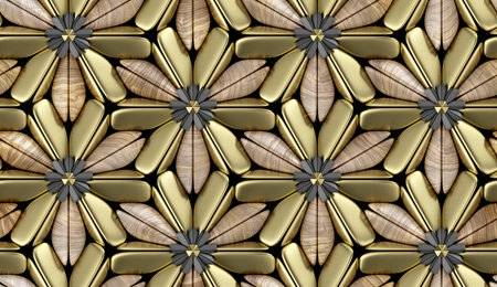Golden stained flowers and seeds pattern background for 3d living room bedroom TV 3D wallpaper home decoration mural wallpaper for wallsの写真素材