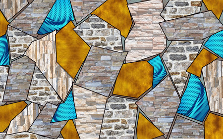 Graffiti on wall, stones, fur and bricks abstract background for 3d living room bedroom TV 3D wallpaper home decoration mural wallpaper for wallsの写真素材