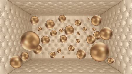 Golden pearls necklace in a box with cloth texture Background for 3d living room bedroom TV 3D wallpaper home decoration mural wallpaper for wallsの写真素材