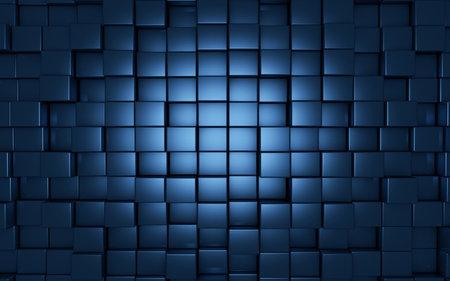 3D blue cubes geometric abstract background for 3d living room bedroom TV 3D wallpaper home decoration mural wallpaperの写真素材