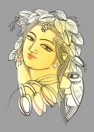 Beautiful woman and man sketch with texture backgroundの写真素材