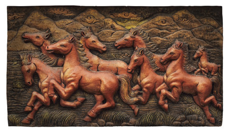 3D embossed horses running with abstract brown background for 3d living room bedroom TV 3D wallpaper home decoration mural wallpaperの写真素材