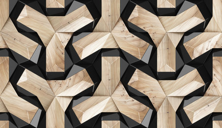Black and wooden texture geometric background for 3d living room bedroom TV 3D wallpaper home decoration mural wallpaperの写真素材
