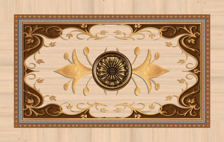 Golden and brown ornament frame with texture background for 3d living room bedroom TV 3D wallpaper home decoration mural wallpaperの写真素材