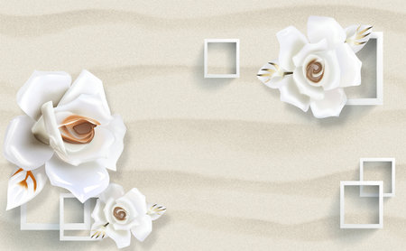 3D embossed luxury white flowers with texture background for 3d living room bedroom TV 3D wallpaper home decoration mural wallpaperの写真素材