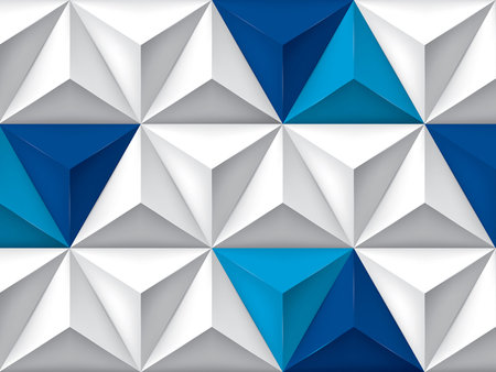 3D grey and blue triangular geometric style background for 3d living room bedroom TV 3D wallpaper home decoration mural wallpaperの写真素材