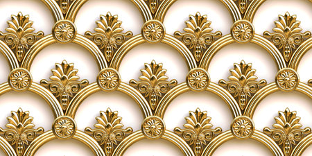 3D emboss seamless golden abstract illustration background for 3d living room bedroom TV 3D wallpaper home decoration mural wallpaperの写真素材