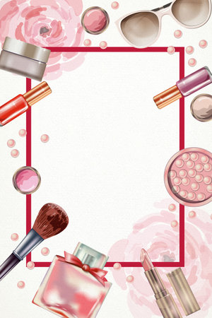 Set of different cosmetics and border with texture backgroundの写真素材