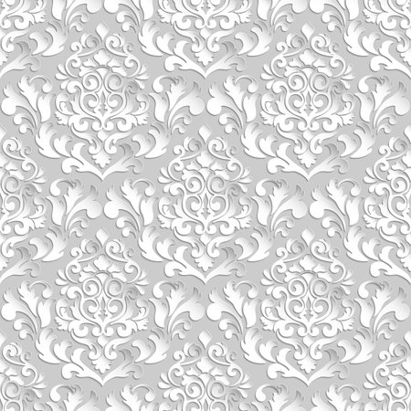 Seamless 3D white grey floral abstract illustration background for 3d living room bedroom TV 3D wallpaper home decoration mural wallpaperの写真素材