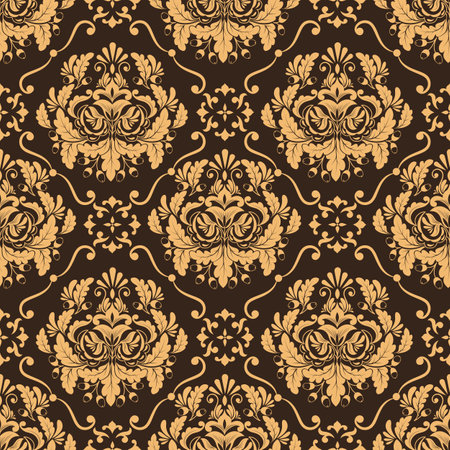 Seamless golden pattern flowers abstract background for 3d living room bedroom TV 3D wallpaper home decoration mural wallpaperの写真素材