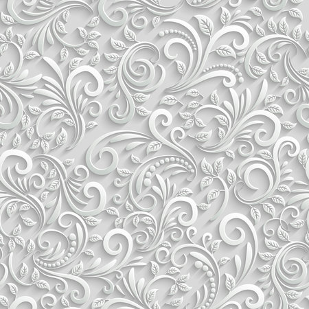 Seamless 3D white grey floral abstract illustration background for 3d living room bedroom TV 3D wallpaper home decoration mural wallpaperの写真素材