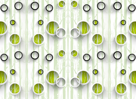 White and black circles with abstract illustration background for 3d living room bedroom TV 3D wallpaper home decoration mural wallpaperの写真素材
