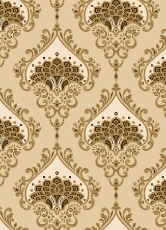 Seamless golden floral ornaments with gold abstract background for 3d living room bedroom TV 3D wallpaper home decoration mural wallpaperの写真素材