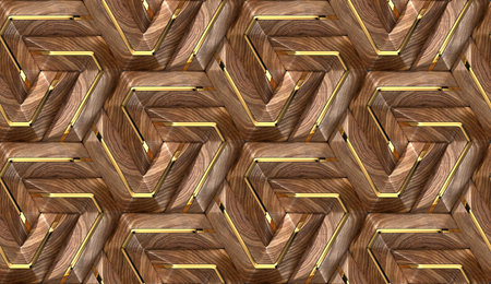 3D golden and wooden style seamless illustration background for 3d living room bedroom TV 3D wallpaper home decoration mural wallpaperの写真素材