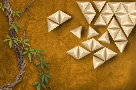 3D seamless triangles and tree with hand painting background Living Bedroom TV Background Wall....