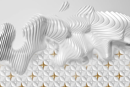 3D zigzag curved shape with seamless pattern background for Living Bedroom TV Background Wallpaperの写真素材