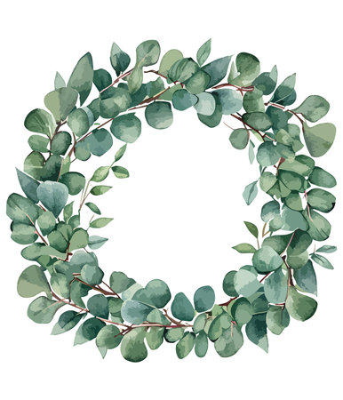 Eucalyptus wreath. Watercolor vector illustration.のイラスト素材