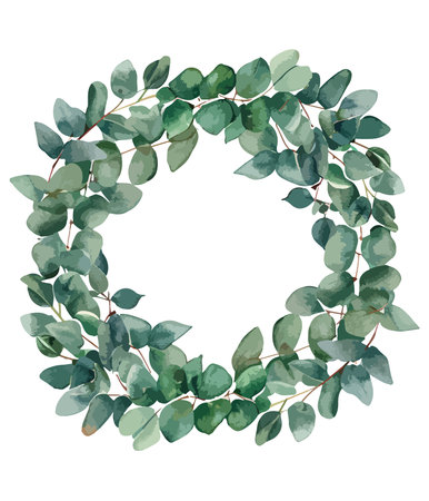 Eucalyptus wreath. Watercolor vector illustration.のイラスト素材