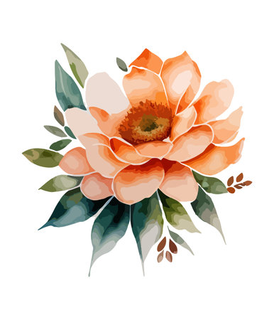 Beautiful hand drawn watercolor peony flower. Vector illustration.のイラスト素材