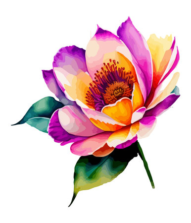 Beautiful watercolor peony flower on white background. Vector illustration.のイラスト素材