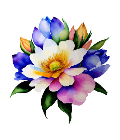 Beautiful watercolor vector illustration of peony flower bouquet.のイラスト素材