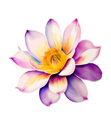 Lotus flower isolated on white background. Vector watercolor illustration.のイラスト素材