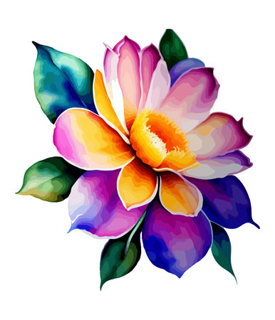 Colorful watercolor flower on a white background. Vector illustration.のイラスト素材