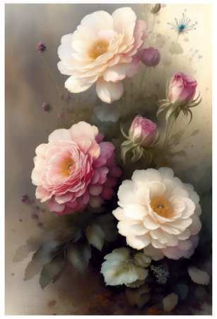 Vintage card with watercolor flowers. Can be used as backgroundのイラスト素材