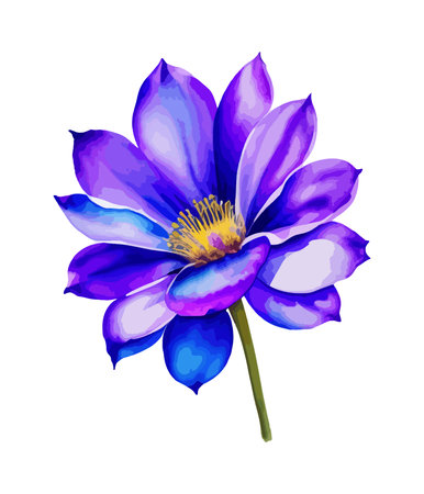 Beautiful blue flower isolated on white background. Watercolor illustration.のイラスト素材