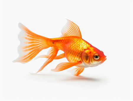 Goldfish isolated on the white background. 3d rendering, 3d illustration.の素材