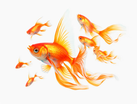 Goldfish isolated on white background. 3d illustration. Gold fishの素材
