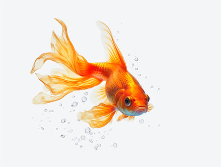 Goldfish isolated on the white background. 3d rendering and illustration.の素材