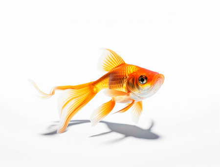 Goldfish isolated on a white background. 3d render illustration.の素材