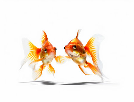 Goldfish isolated on the white background. 3d rendering, 3d illustration.の素材