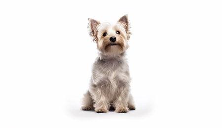 Yorkshire Terrier puppy isolated on a white background. Studio shot.の素材