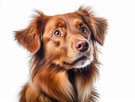Portrait of a beautiful Nova Scotia Duck Tolling Retriever, isolated on white backgroundの素材