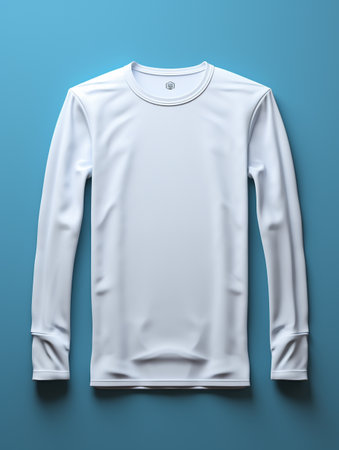 Blank white t-shirt mockup on blue background. 3D renderingの素材