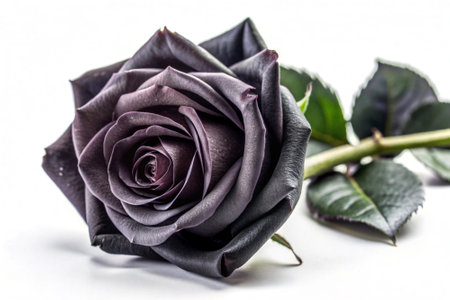 purple rose on a white background. studio shot. isolated.の素材