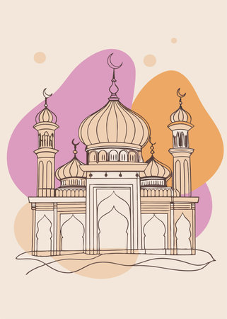 Vector illustration of the Taj Mahal in Agra, Uttar Pradesh, Indiaのイラスト素材